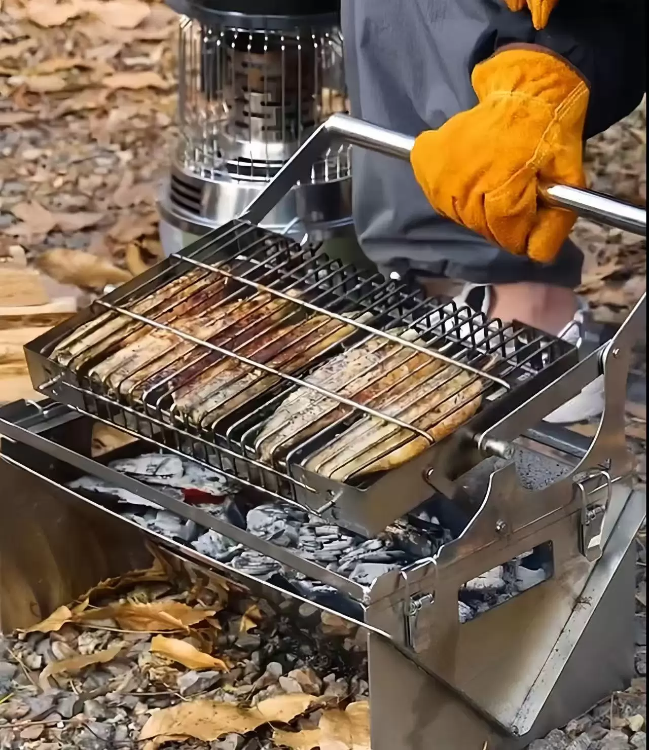 回転式折りたたみ炭火焼きグリル