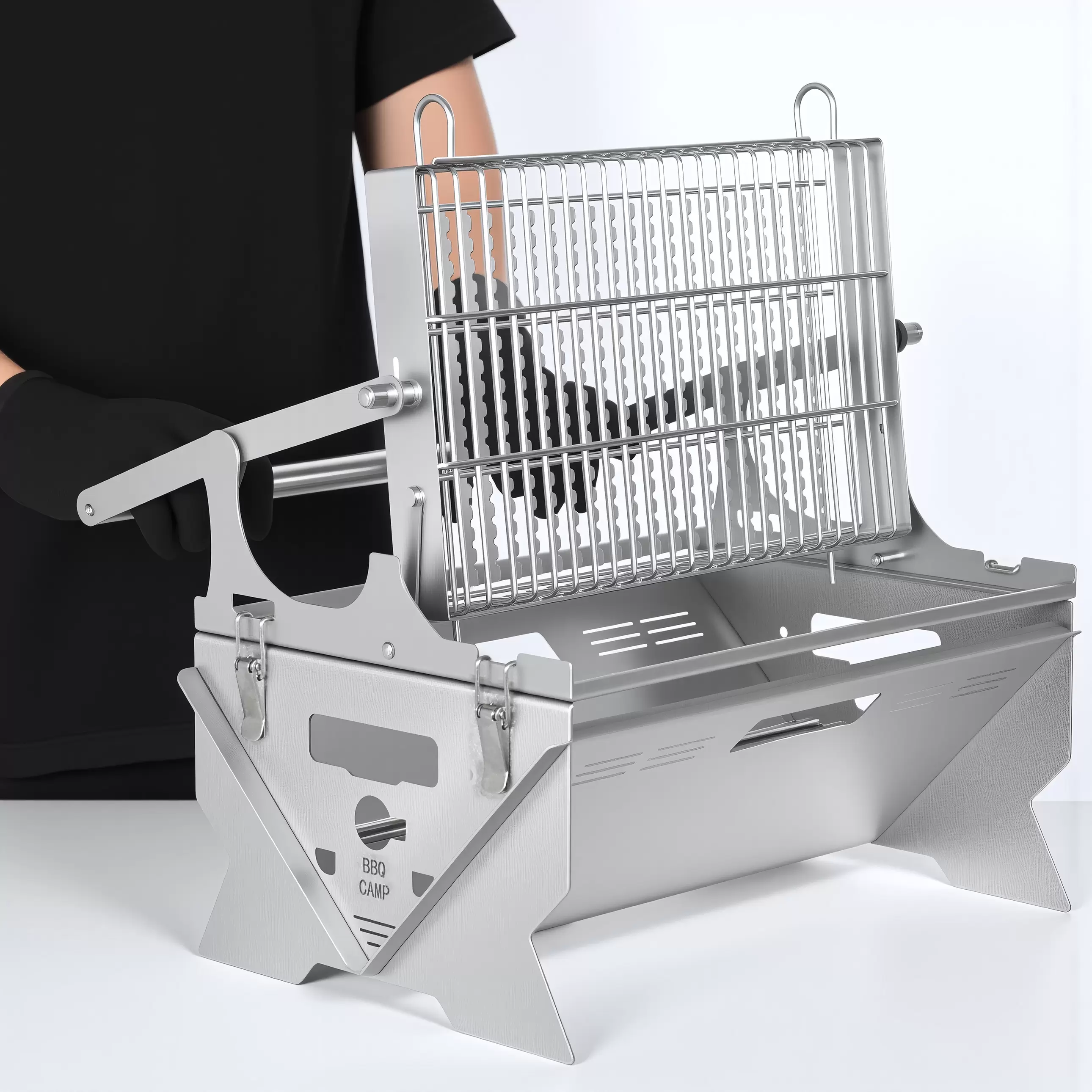 回転式折りたたみグリルで屋外バーベキューの味を最大限に引き出す