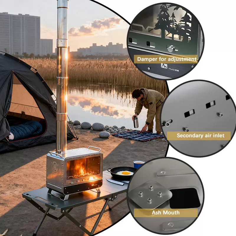 キャンプサイト用コンパクトテントストーブ