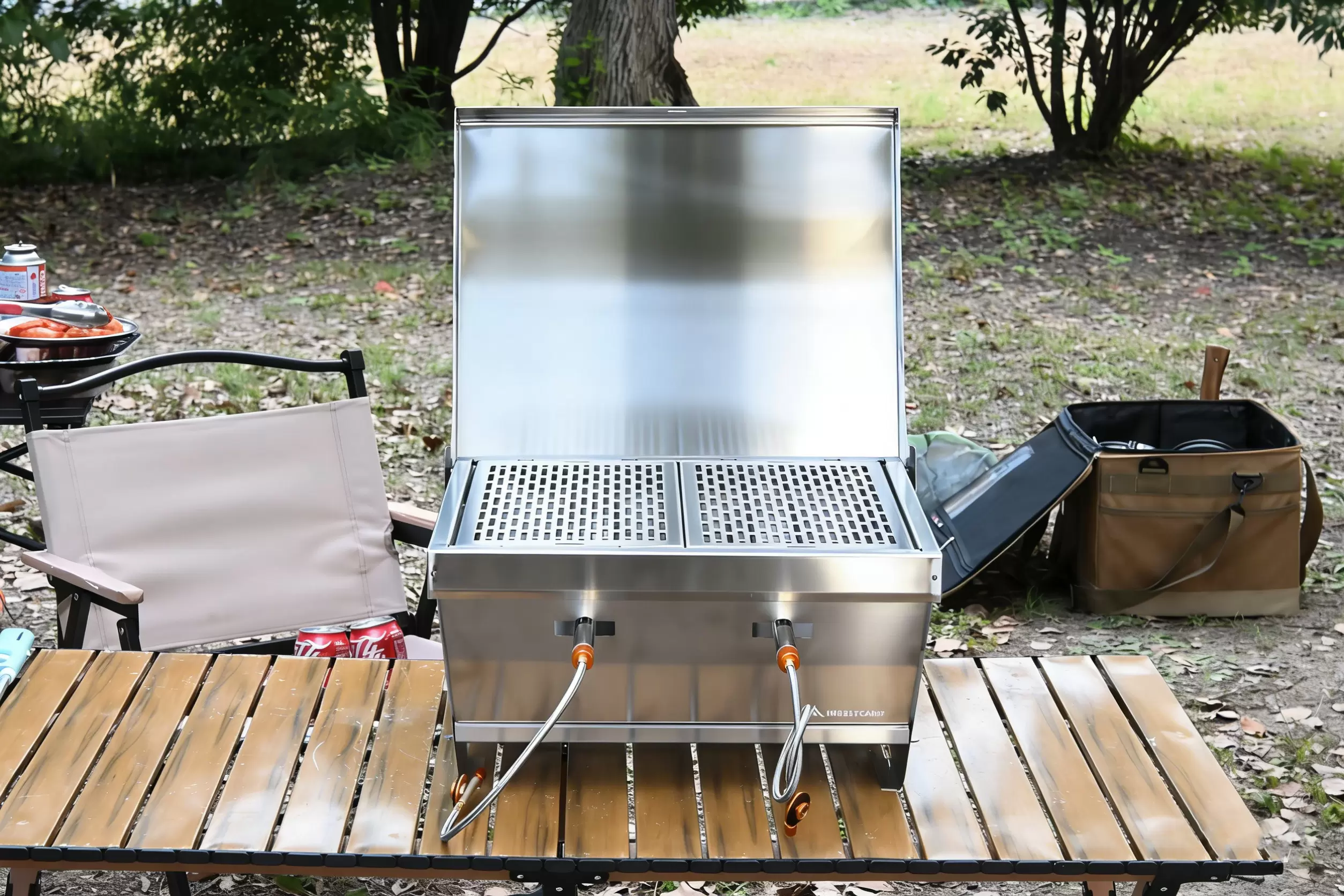 キャンプ用折りたたみ式ガスグリル
